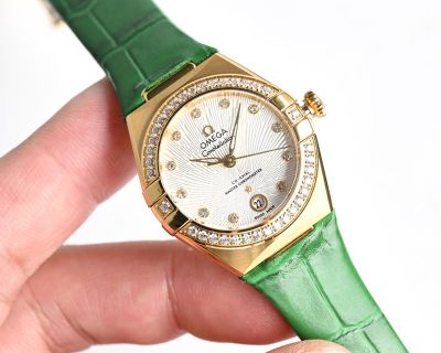 Green Strap Omega Replica Constellation Series 8700 Movement 316L Steel 29MM Watch